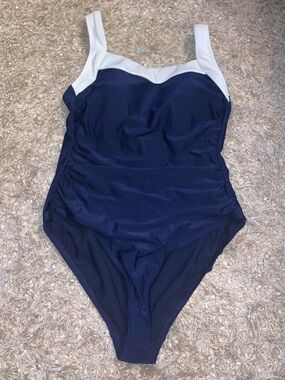Shade & Shore Navy & White One-Piece Swimwear size 16